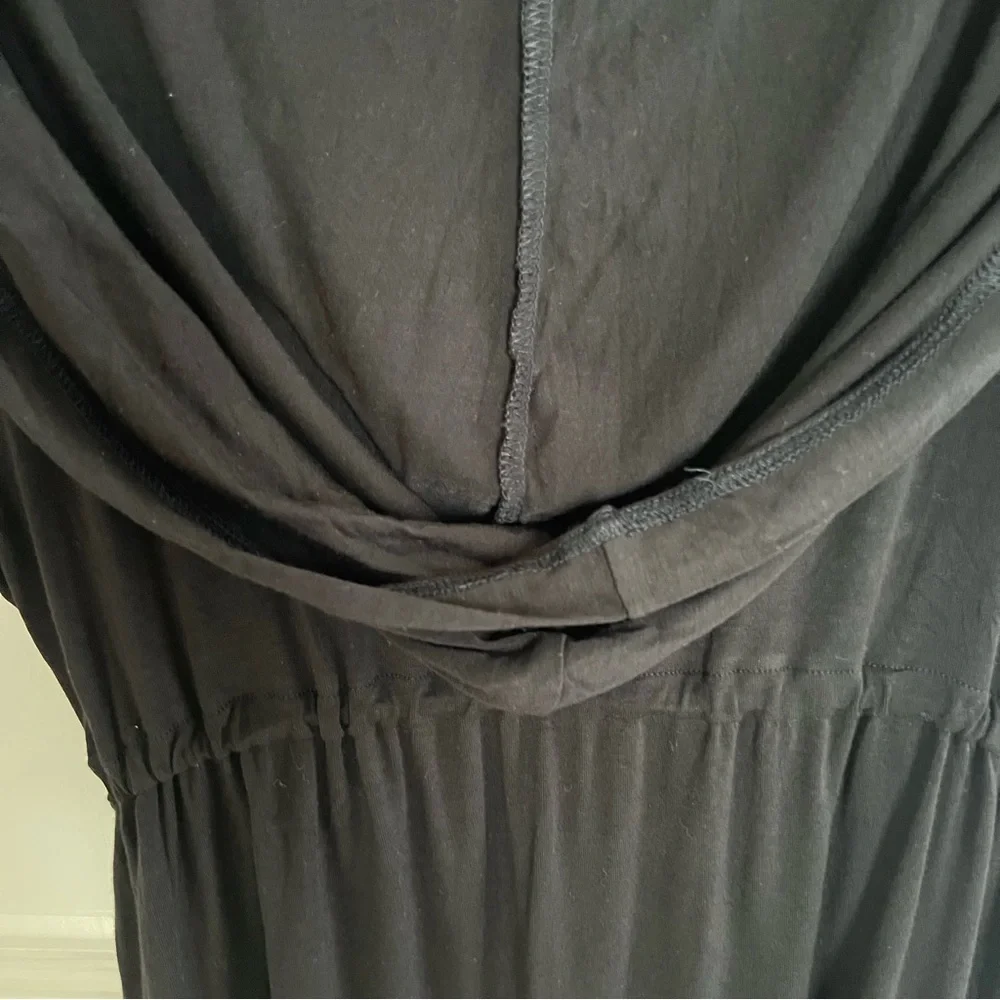 Womens DOTTI Black Hooded Swim CoverUp Drawstring Dress Size XL